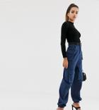 Missguided Cargo Utility Pants With Pockets And Buckle Belt Detail In Navy - Navy