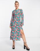 Nobody's Child Backless Bow Midi Dress In Sketched Floral-multi