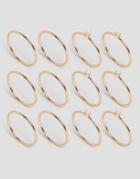 Asos 12 Pack Fine Rings With Faux Pearl Ball Detail - Gold