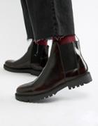 Zign Chelsea Boots In Burgundy High Shine - Red