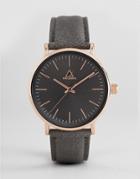 Asos Watch In Charcoal With Rose Gold Highlights - Gray