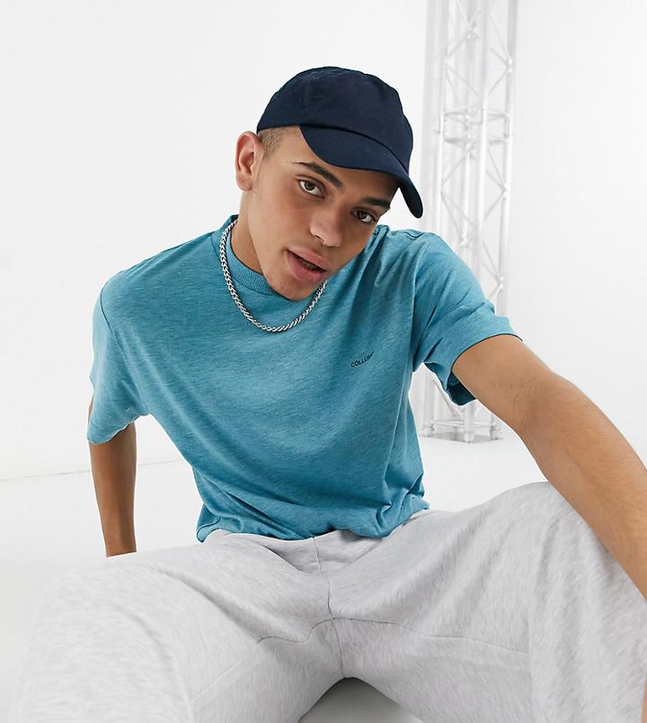 Collusion T-shirt In Blue Heather Fabric Set-blues
