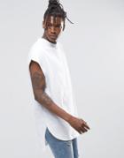 Asos Super Oversized T-shirt With Curved Front And Straight Back Hem In White - White