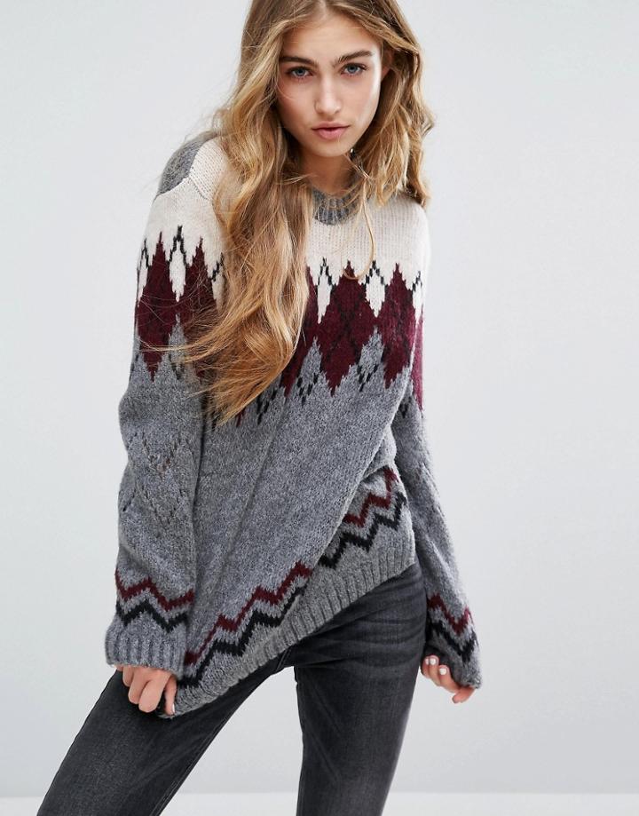 Pull & Bear Fairisle Printed Sweater - Multi