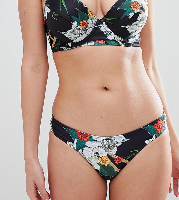 Peek & Beau Floral Bikini Bottom - Black