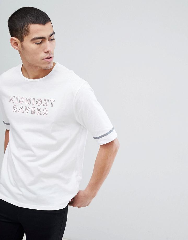 Stradivarius T-shirt With Midnight Ravers Slogan In White - White