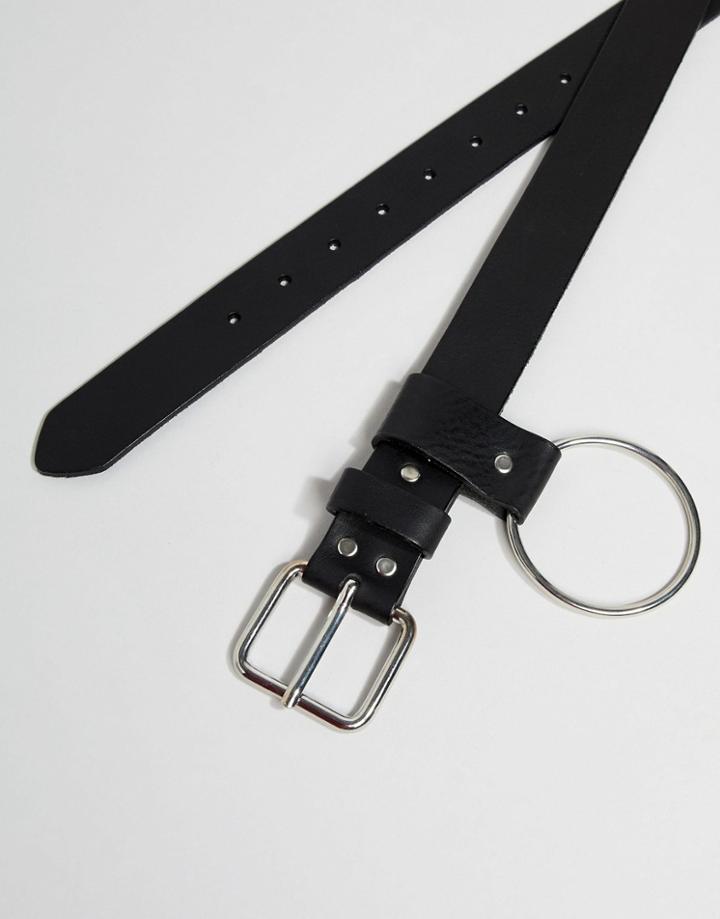 Weekday Hook Leather Belt - Black