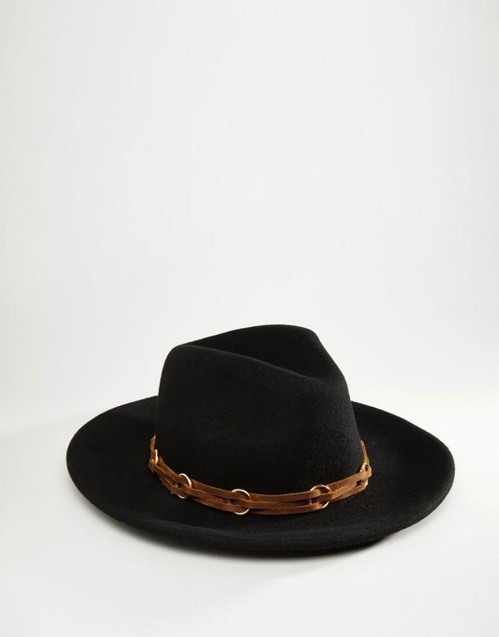 Asos Fedora With Faux Leather Band - Black