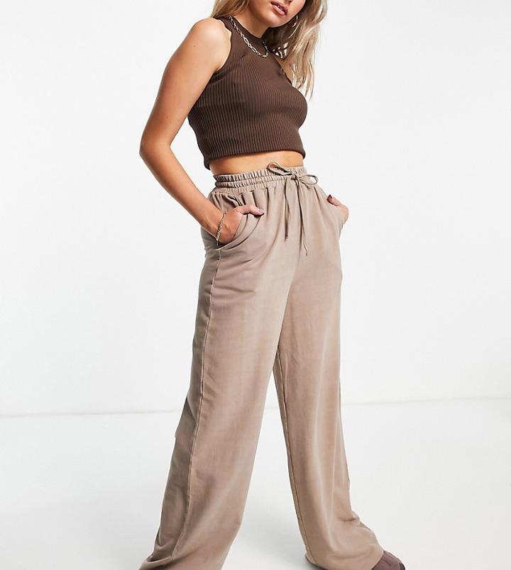Asos Design Tall Straight Leg Sweatpants In Mushroom - Gray-grey