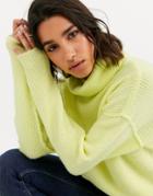 Asos Design Fluffy Sweater With Cowl Neck In Recycled Blend-green
