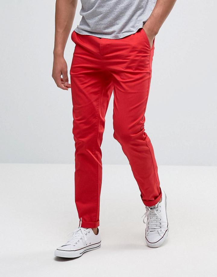 Asos Slim Chinos In Red - Red