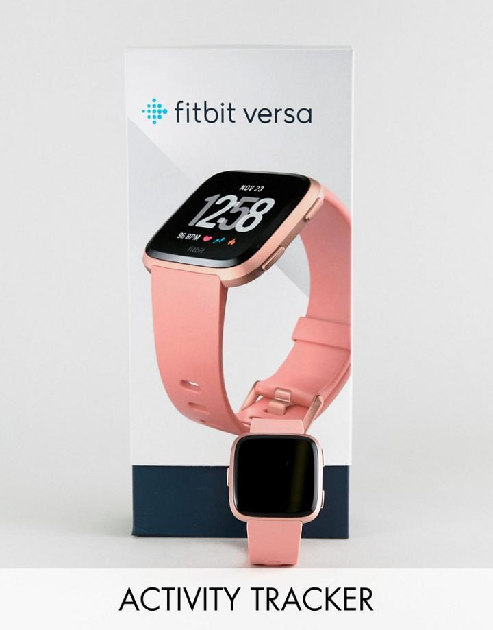 Fitbit Versa Smart Watch In Peach & Rose Gold - Pink