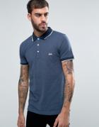 Lindbergh Tipped Pique Polo Logo Regular Fit In Dark Blue - Blue
