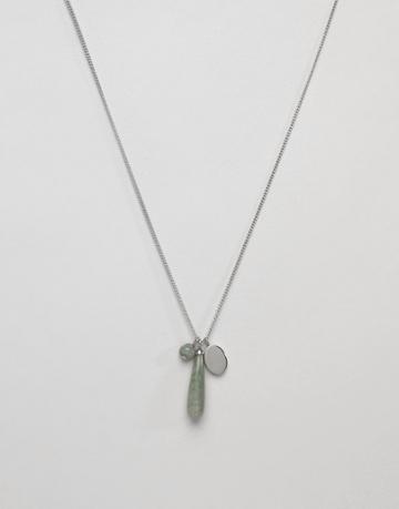 Dyrberg/kern Lennox Green Stone Necklace - Silver