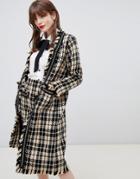 Darling Textured Checked Longline Jacket - Black
