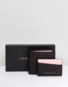 Smith And Canova Leather Wallet And Card Holder Set - Black