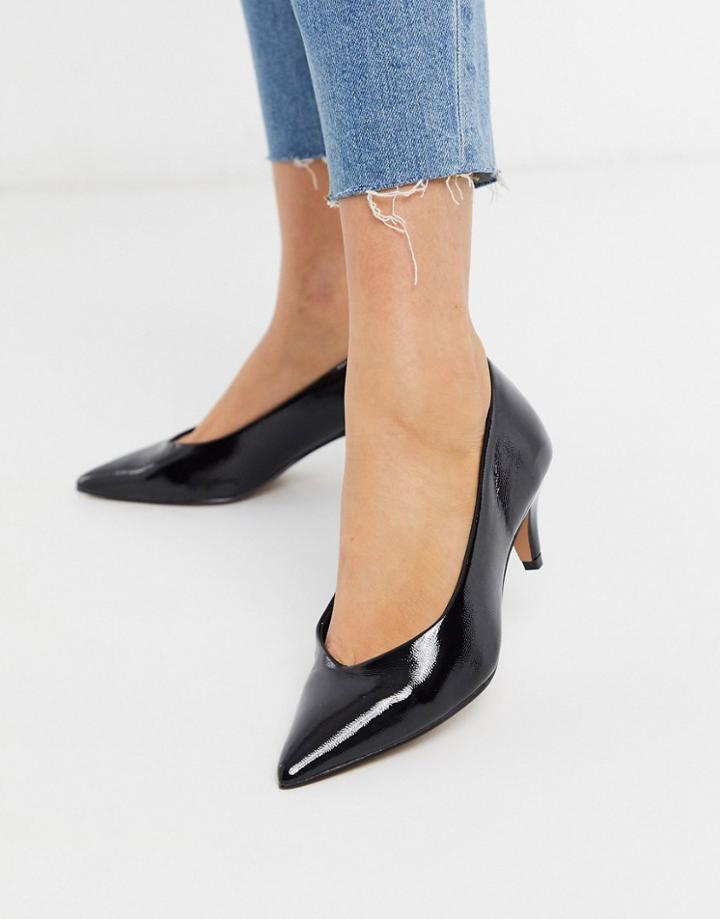 Asos Design Sensation Kitten Heel Pumps In Black Patent