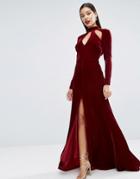 Asos Red Carpet Velvet Keyhole Fishtail Maxi Dress - Black