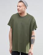 Asos Extreme Oversized T-shirt In Khaki Green - Rifle Green