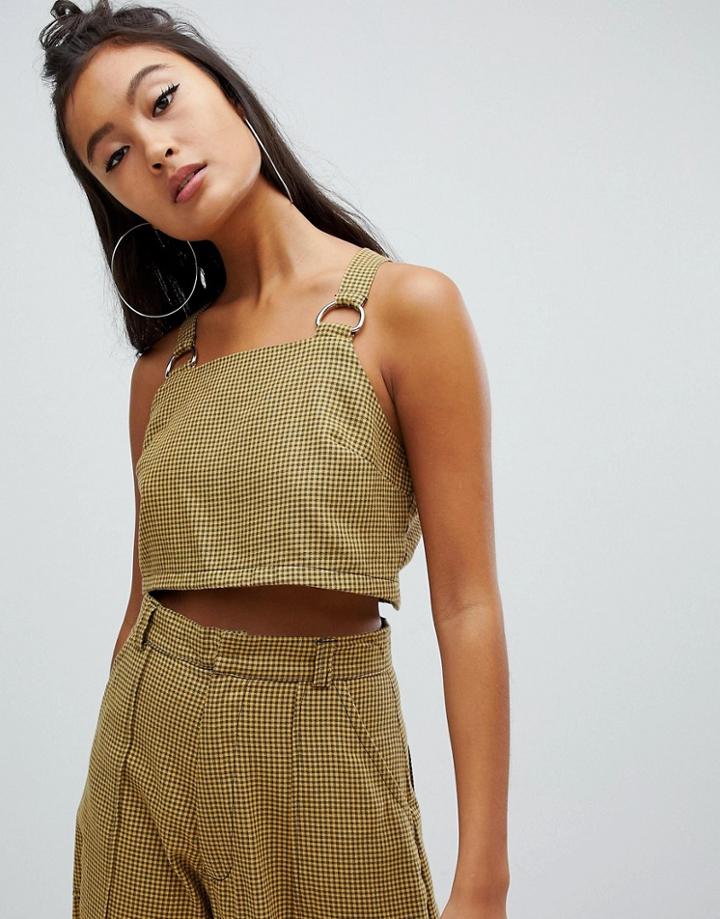 The Ragged Priest Crop Top In Gingham Two-piece - Yellow