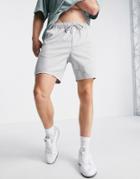 Asos Design Slim Chino Shorts With Elastic Waist In Light Gray
