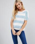 Lavand Striped Knit T-shirt - Blue