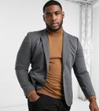 Asos Design Plus Super Skinny Jersey Blazer In Charcoal-grey