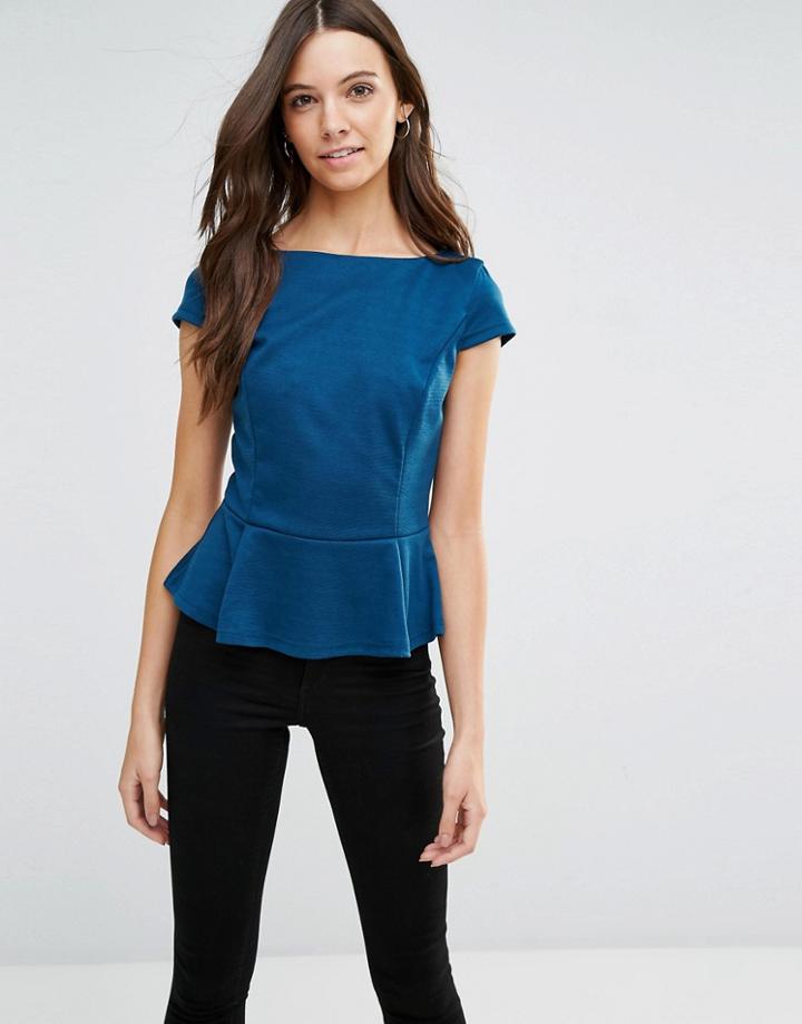 Jasmine Top With Peplum Hem - Blue