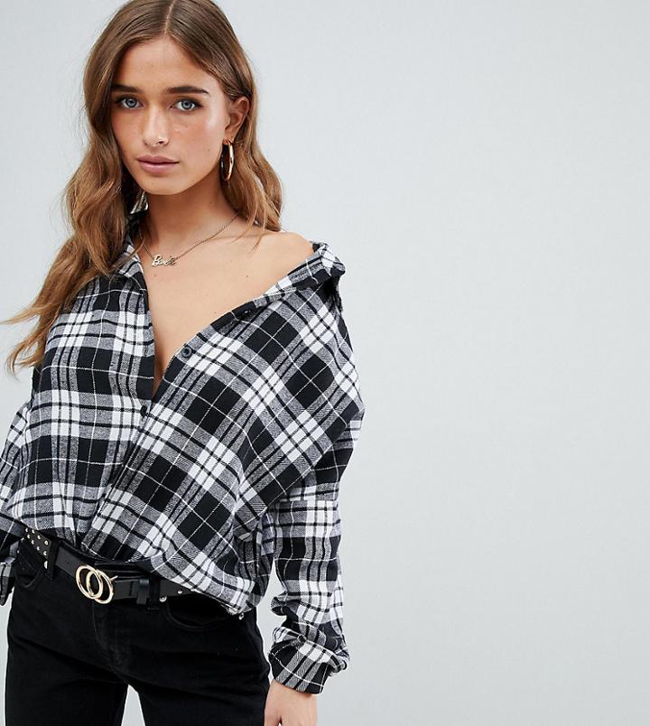 Missguided Petite Check Shirt In Multi - Multi