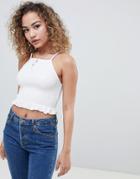 Miss Selfridge 90's Shirred Strappy Top - White