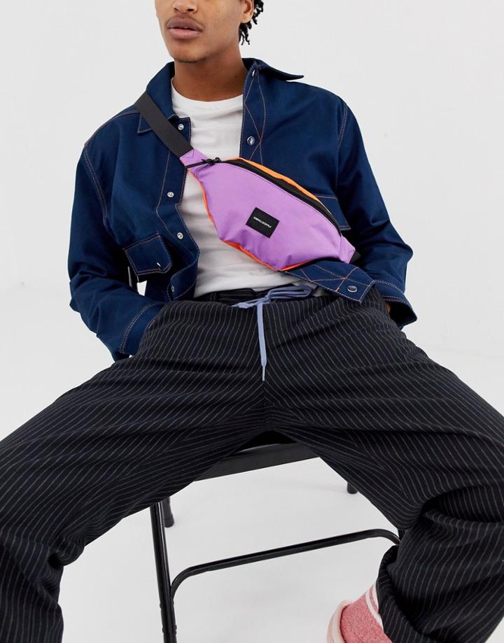 Asos Design Cross Body Fanny Pack In Neon Color Block - Multi