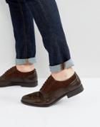 Asos Brogue Shoes In Brown Faux Leather And Faux Suede Detail - Brown