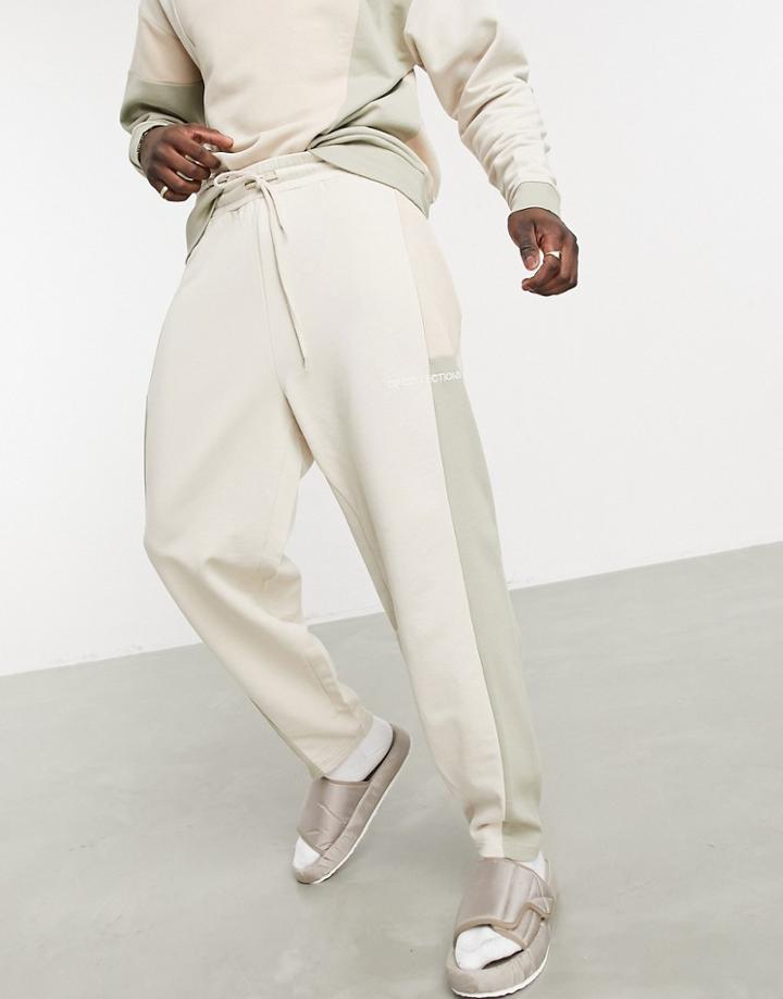 Asos Dark Future Set Oversized Sweatpants With Cut And Sew In Neutral