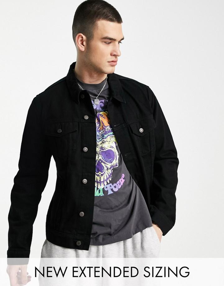 Asos Design Classic Denim Jacket In Black