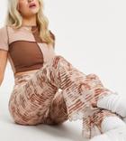 Asos Design Petite Flared Pants In Sheer Abstract Print Mesh-multi
