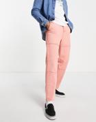 Asos Design Skater Carpenter Pants In Coral-orange