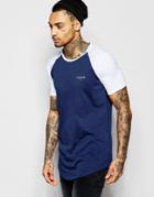 Illusive London Raglan T-shirt With Curved Hem - Navy