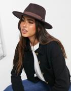 Asos Design Felt Fedora In Brown