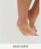 Asos Design Curve Sterling Silver Pack Of 2 Chain Anklet And Twist Toe Ring - Silver