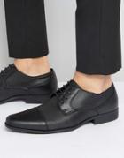 Asos Derby Shoes In Black Faux Leather With Texture Emboss - Black