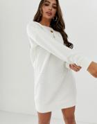 Asos Design Rib Sweat Dress With Low Back-pink