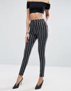 Missguided Vice Highwaisted Stripe Skinny Jeans - Multi