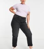 Don't Think Twice Plus Veron Relaxed Fit Mom Jeans In Washed Black