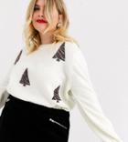 Asos Design Curve Charity Christmas Tree Sweater For Asos Foundation-cream