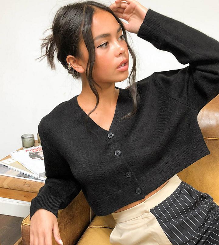 Collusion Boxy Cardigan In Black