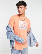 Pretty Green T-shirt With Chest Palm Print In Pink