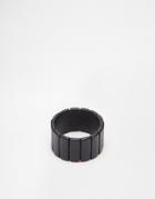 Asos Striped Ring In Black - Black