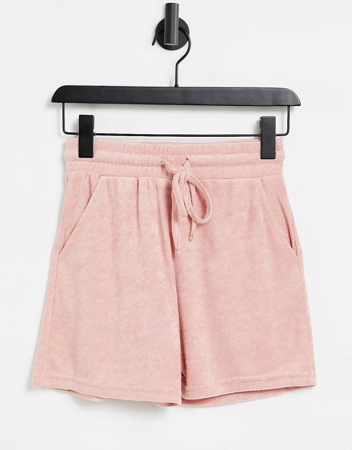 Stradivarius Terrycloth Shorts In Pink