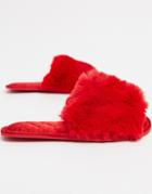 Asos Design Zero Quilted Scuff Slippers In Red