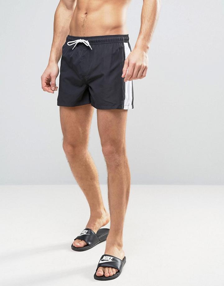 Bravesoul Side Pannel Short Length Swim Short - Black